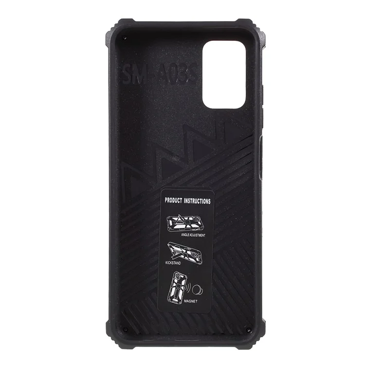 Armor PC+TPU Combo Magnetic Metal Sheet Design Anti-drop Phone Case with Kickstand for Samsung Galaxy A03s (166.5 x 75.98 x 9.14mm) - White