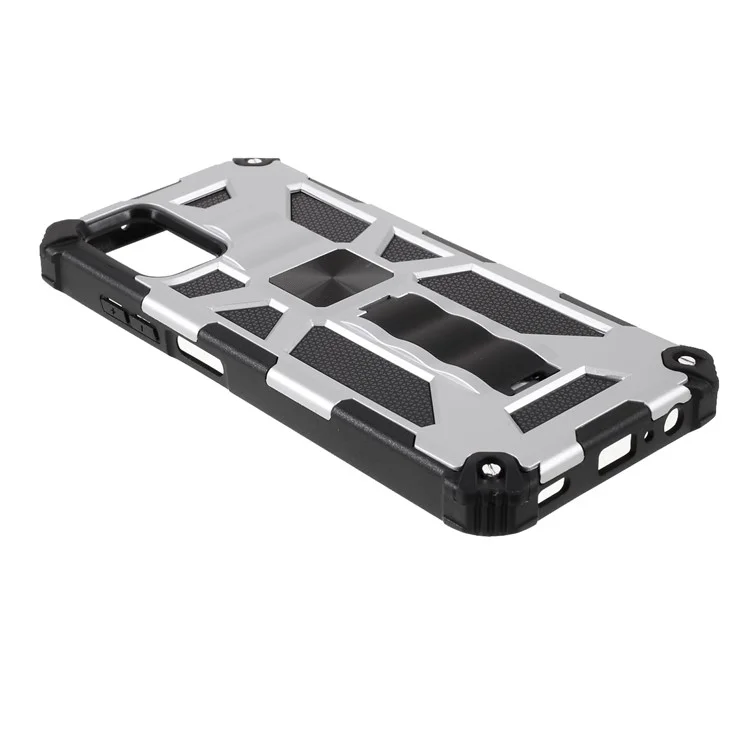 Armor PC+TPU Combo Magnetic Metal Sheet Design Anti-drop Phone Case with Kickstand for Samsung Galaxy A03s (166.5 x 75.98 x 9.14mm) - White