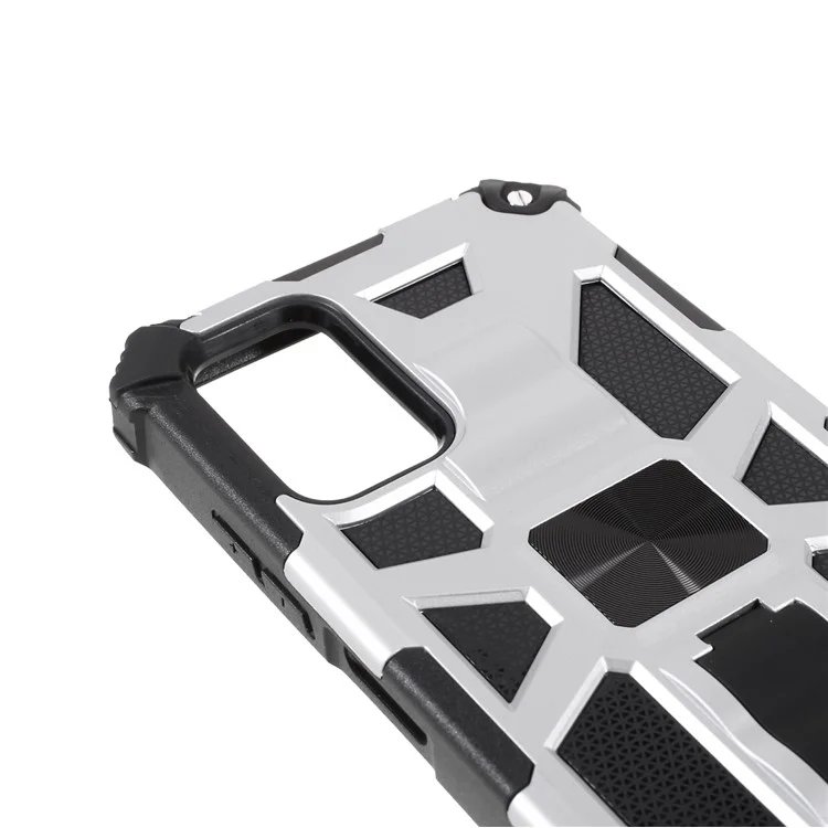 Armor PC+TPU Combo Magnetic Metal Sheet Design Anti-drop Phone Case with Kickstand for Samsung Galaxy A03s (166.5 x 75.98 x 9.14mm) - White