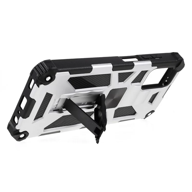 Armor PC+TPU Combo Magnetic Metal Sheet Design Anti-drop Phone Case with Kickstand for Samsung Galaxy A03s (166.5 x 75.98 x 9.14mm) - White