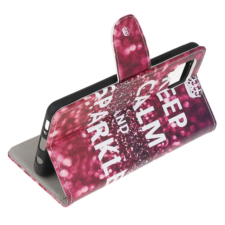 Carteira Folio Shockproof com Textura Cruzada de Couro PU e Apoio Magnético para Samsung Galaxy M32 (Versão Global) - Mantenha a Calma e Brilhe