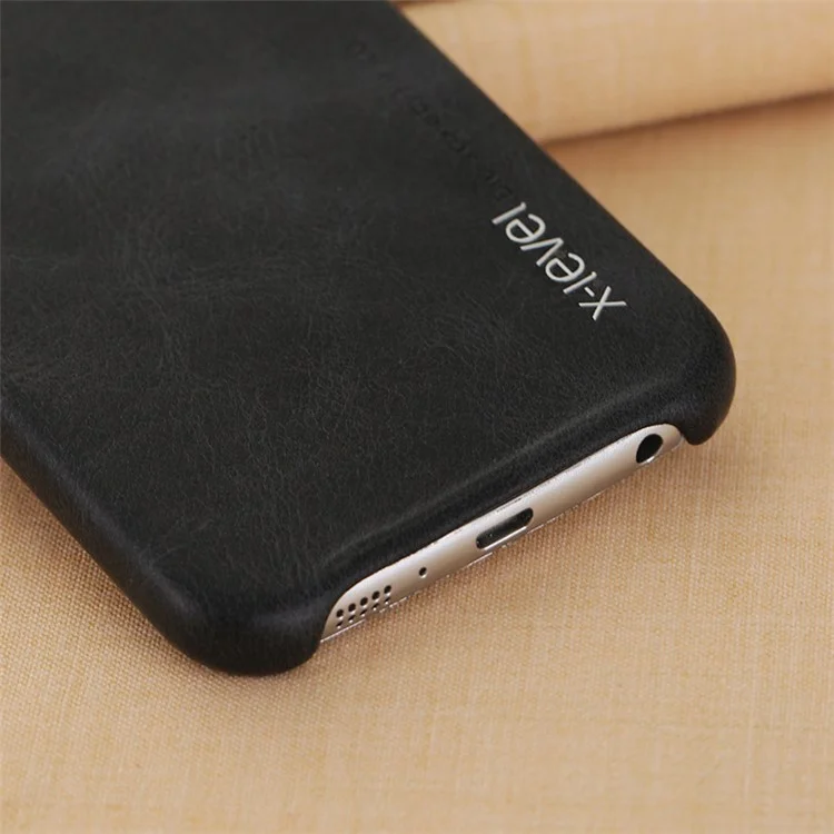 X-LEVEL Vintage Series PU Leather Coated Hard Case for Samsung Galaxy S6 Edge G925 - Black