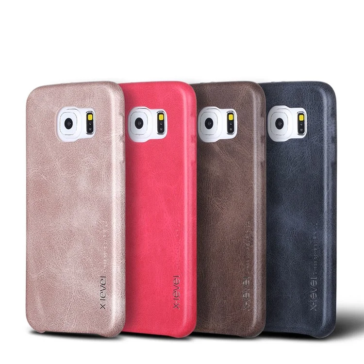 X-LEVEL Vintage Series PU Leather Coated Hard Case for Samsung Galaxy S6 Edge G925 - Black