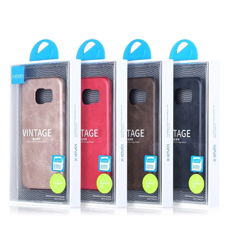 X-LEVEL Vintage Series PU Leather Coated Hard Case for Samsung Galaxy S6 Edge G925 - Black
