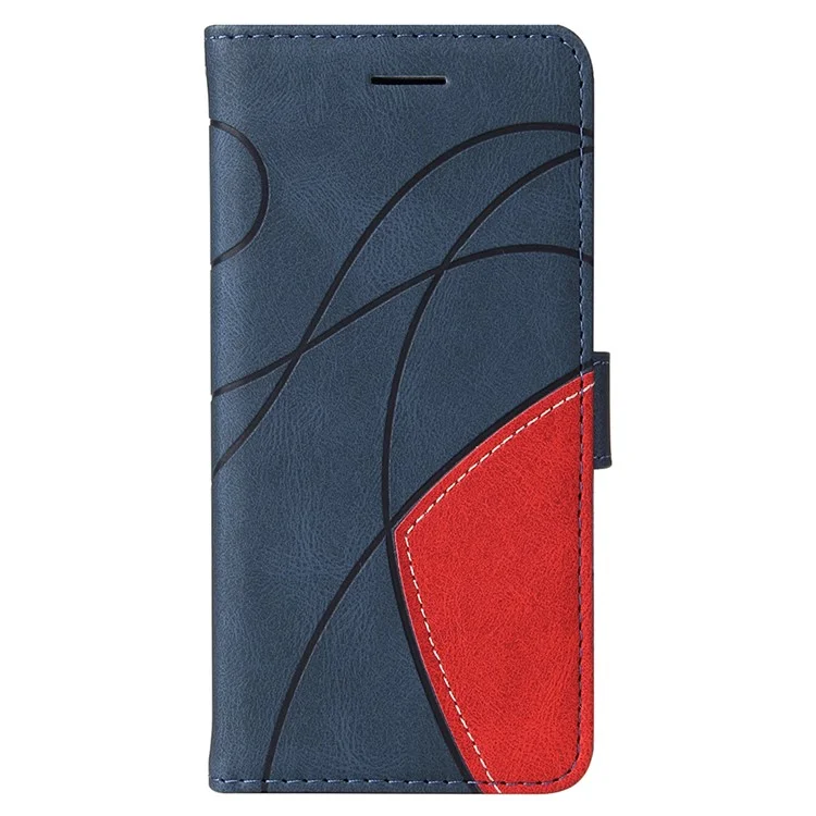 KT Leather Series-1 Стенд на Запястье на Запястье Bis-color Splising Style Cute Leather Flip Wallet Case Cover Для Samsung Galaxy A52 4G/5G / A52s 5G - Синий