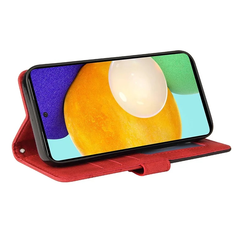 For Samsung Galaxy A52 4G / 5G / A52s 5G Leather Case Wallet Stand Color Splicing Phone Cover - Red