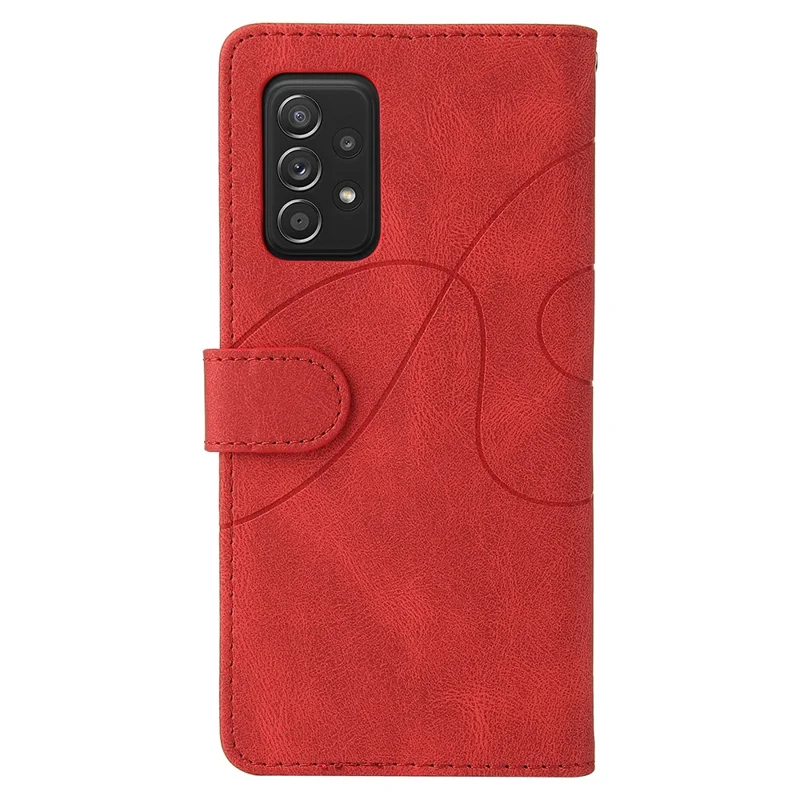For Samsung Galaxy A52 4G / 5G / A52s 5G Leather Case Wallet Stand Color Splicing Phone Cover - Red