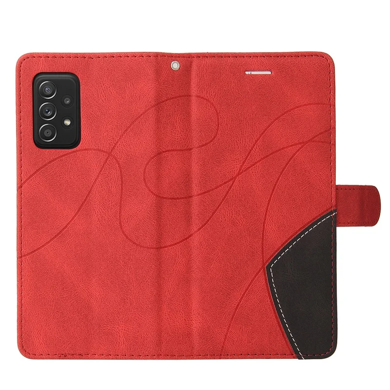 For Samsung Galaxy A52 4G / 5G / A52s 5G Leather Case Wallet Stand Color Splicing Phone Cover - Red