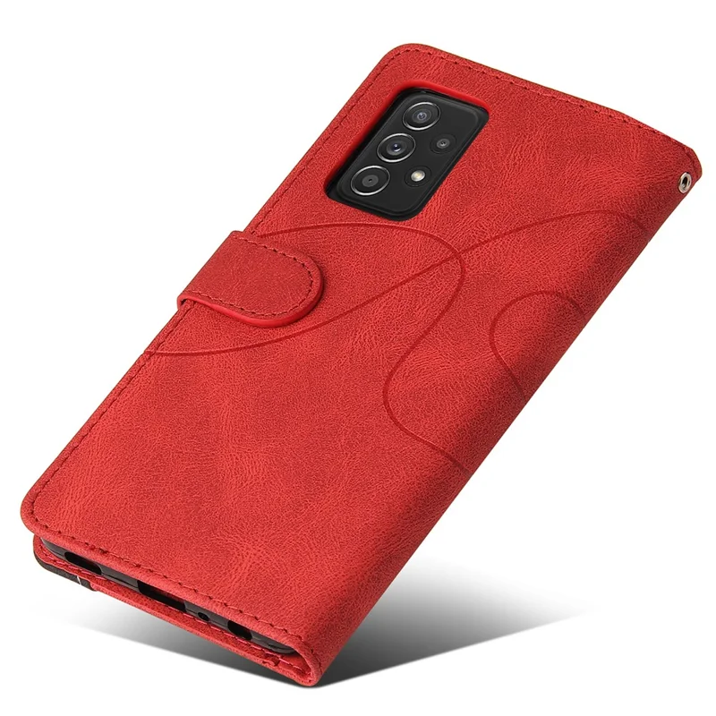 For Samsung Galaxy A52 4G / 5G / A52s 5G Leather Case Wallet Stand Color Splicing Phone Cover - Red