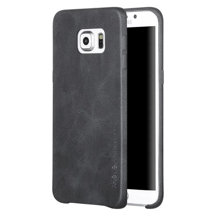 X-LEVEL Vintage Leather Coated Hard Protective Shell for Samsung Galaxy S6 edge Plus G928 - Black