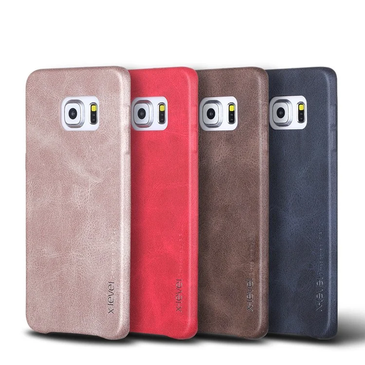 X-LEVEL Vintage Leather Coated Hard Protective Shell for Samsung Galaxy S6 edge Plus G928 - Black
