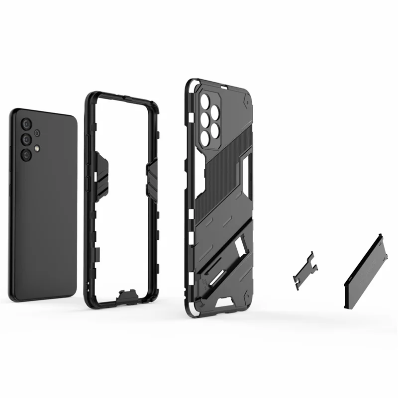 Full Body Heavy Duty Hybrid Hard PC Soft TPU Shockproof Protective Cover with Folding Kickstand for Samsung Galaxy A32 4G (EU Version) - Green
