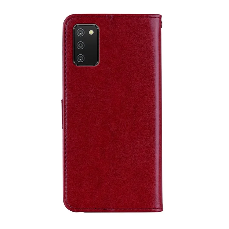 Portefeuille en cuir avec support pour téléphone, décoration de strass imprimé hibou pour Samsung Galaxy A03s (166,5 x 75,98 x 9,14 mm) - Rouge