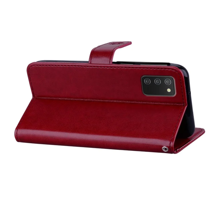 Portefeuille en cuir avec support pour téléphone, décoration de strass imprimé hibou pour Samsung Galaxy A03s (166,5 x 75,98 x 9,14 mm) - Rouge