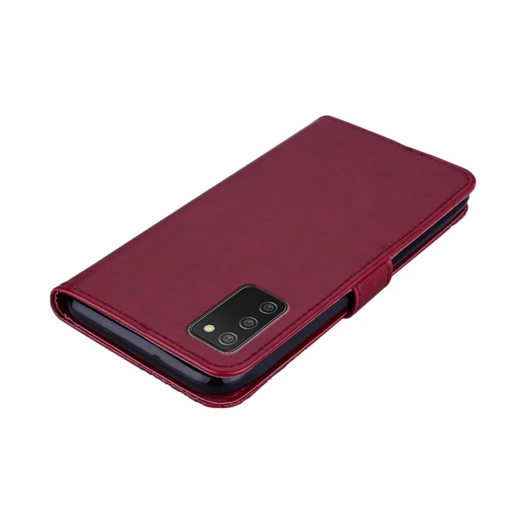 Portefeuille en cuir avec support pour téléphone, décoration de strass imprimé hibou pour Samsung Galaxy A03s (166,5 x 75,98 x 9,14 mm) - Rouge