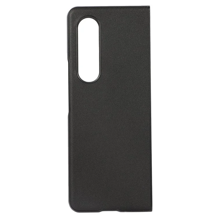 ПК + Genuine Leather Back Phone Case Cover для Samsung Galaxy Z Fold3 5G Close-Fit 180-Degree Folding - Черный