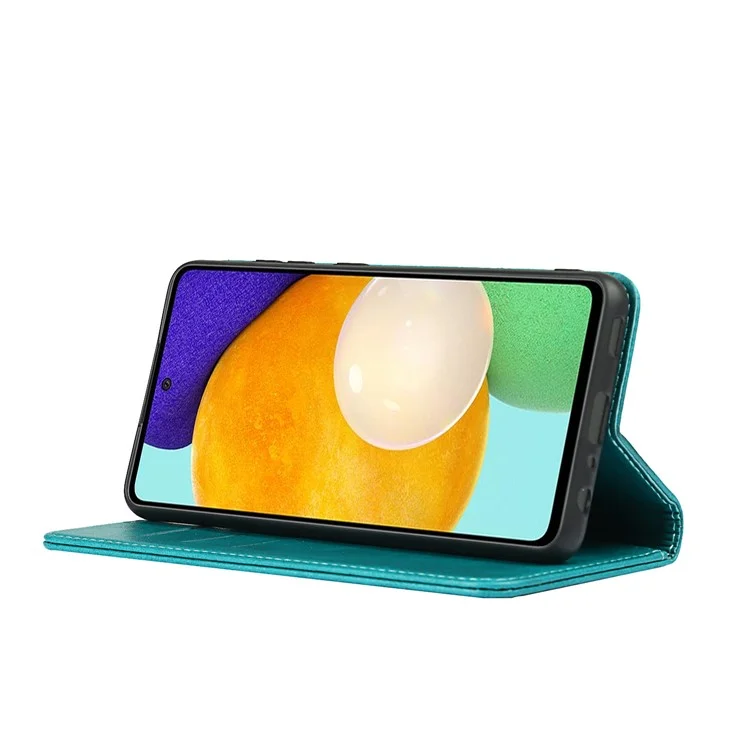 Caja de Cuero Del Imán de Diserdo Aumáto de Disero Automáto Para Samsung Galaxy A51 5G (version de la UE) - Bebe Azul