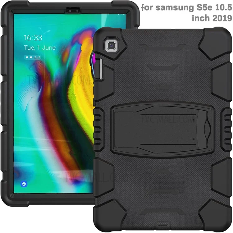 Capa de Tablet Híbrida à Prova de Choques da Série King Kong com Suporte para Samsung Galaxy Tab S5e SM-T720 / SM-T725 - Preta 