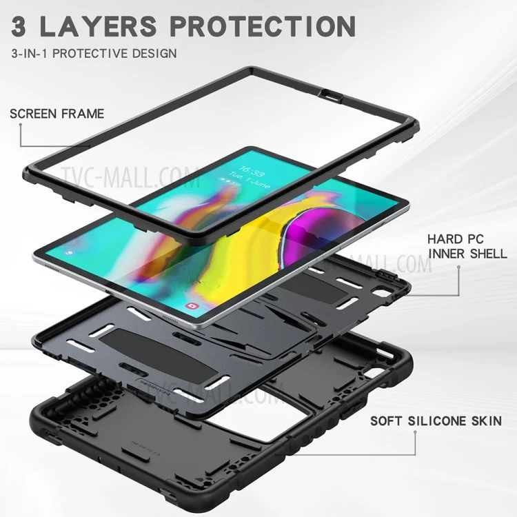 Capa de Tablet Híbrida à Prova de Choques da Série King Kong com Suporte para Samsung Galaxy Tab S5e SM-T720 / SM-T725 - Preta 