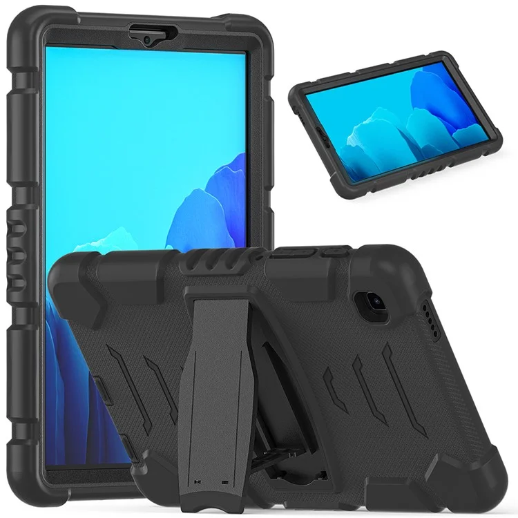 Kickstand Design Drop-Proof PC + Capa Híbrida de Silicone para Tablet Samsung Galaxy Tab A7 Lite 8.7 polegadas T220/T225/T225N/T225C - Preto/Preto