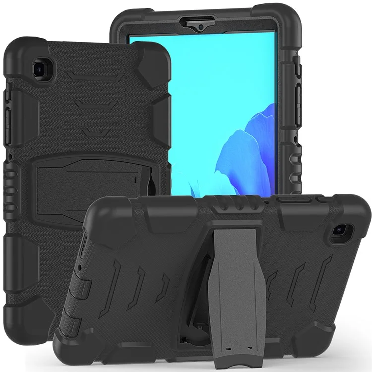 Kickstand Design Drop-Proof PC + Capa Híbrida de Silicone para Tablet Samsung Galaxy Tab A7 Lite 8.7 polegadas T220/T225/T225N/T225C - Preto/Preto