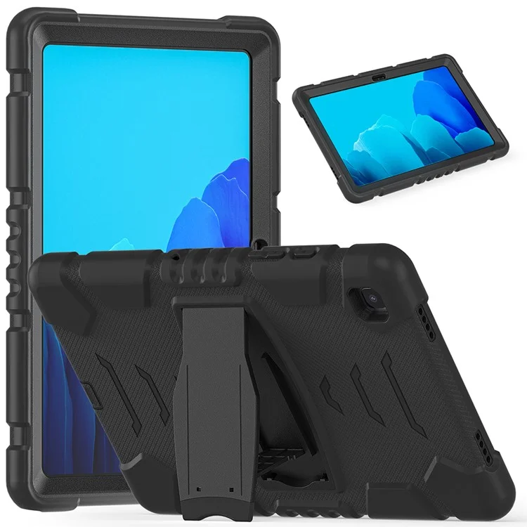 PC + Silicone Hybrid Tablet Cover with Kickstand for Samsung Galaxy Tab A7 10.4 (2020) / (2022) T500 / T505 / T507 / T505N - Black / Black