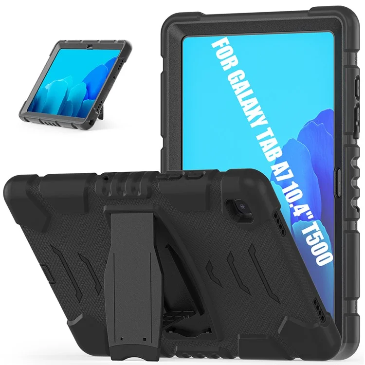 Capa Híbrida de PC + Silicone com Suporte para Samsung Galaxy Tab A7 10.4 (2020) / (2022) T500 / T505 / T507 / T505N - Preto / Preto