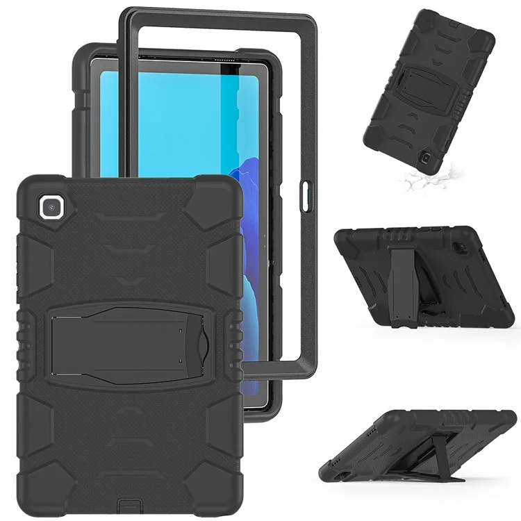 Capa Híbrida de PC + Silicone com Suporte para Samsung Galaxy Tab A7 10.4 (2020) / (2022) T500 / T505 / T507 / T505N - Preto / Preto
