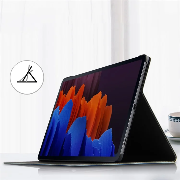 Deer Pattern Book Notebook Style PC Stand Folio PU Leather Hard Cover Case for Samsung Galaxy Tab S7+ / Tab S7 FE / Tab S8+ - Azul