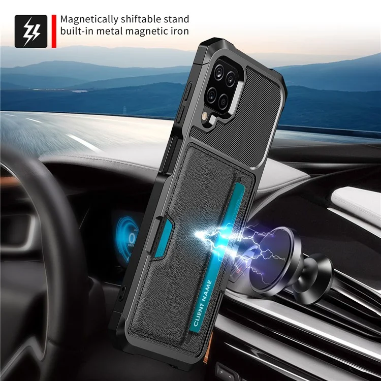 ZM02 PU Leather Coated TPU Hybrid Case with Card Slot for Samsung Galaxy A12 - Black