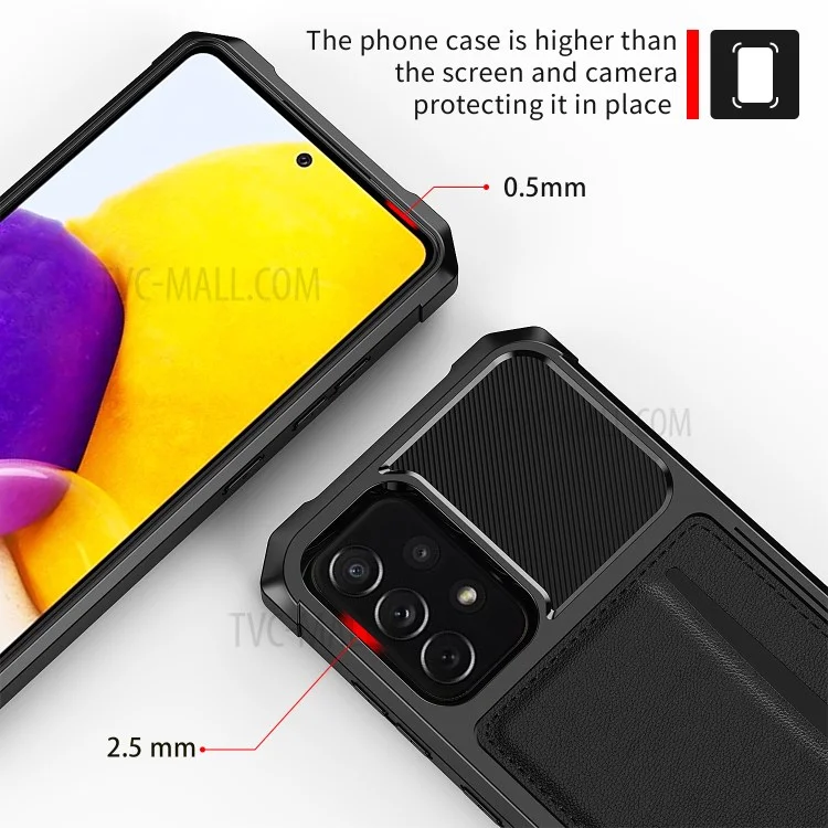 ZM02 PU Leather Coated PC + TPU All Round Shockproof Phone Back Case per Samsung Galaxy A52 4G/5G / A52s 5G - Nero