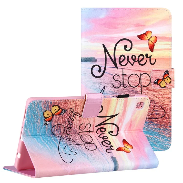 Silk Pattern Multiple Viewing Angles Shockproof Tablet Case Shell Stand Cover for Samsung Galaxy Tab A7 Lite 8.7-inch / SM-T220 (Wi-Fi) / SM-T225 - Never Stop Dreaming
