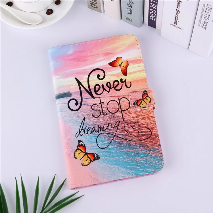 Silk Pattern Multiple Viewing Angles Shockproof Tablet Case Shell Stand Cover for Samsung Galaxy Tab A7 Lite 8.7-inch / SM-T220 (Wi-Fi) / SM-T225 - Never Stop Dreaming