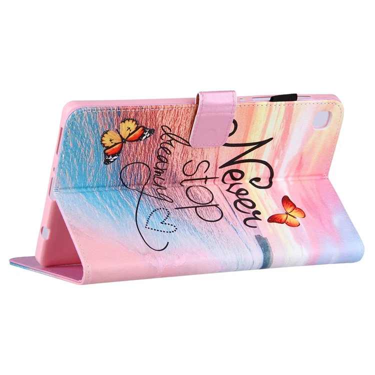 Silk Pattern Multiple Viewing Angles Shockproof Tablet Case Shell Stand Cover for Samsung Galaxy Tab A7 Lite 8.7-inch / SM-T220 (Wi-Fi) / SM-T225 - Never Stop Dreaming