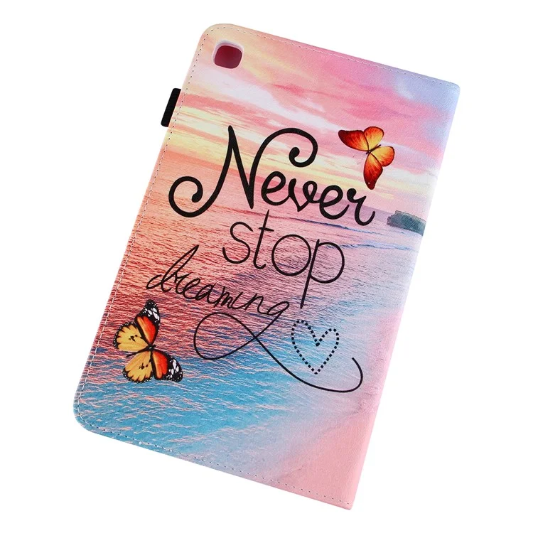 Silk Pattern Multiple Viewing Angles Shockproof Tablet Case Shell Stand Cover for Samsung Galaxy Tab A7 Lite 8.7-inch / SM-T220 (Wi-Fi) / SM-T225 - Never Stop Dreaming