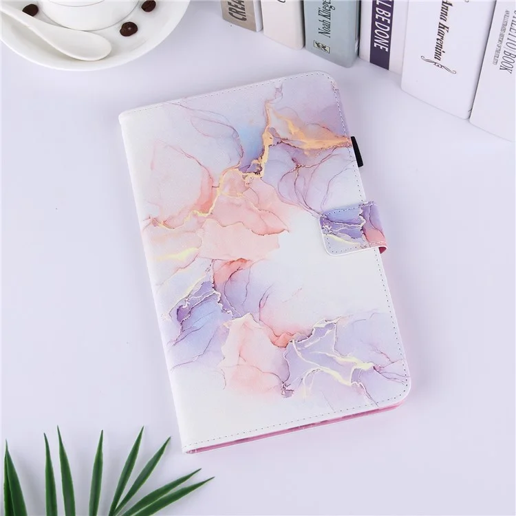 Silk Pattern Multiple Viewing Angles Shockproof Tablet Case Shell Stand Cover for Samsung Galaxy Tab A7 Lite 8.7-inch / SM-T220 (Wi-Fi) / SM-T225 - Milky Way Marble White