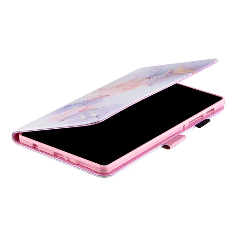 Silk Pattern Multiple Viewing Angles Shockproof Tablet Case Shell Stand Cover for Samsung Galaxy Tab A7 Lite 8.7-inch / SM-T220 (Wi-Fi) / SM-T225 - Milky Way Marble White