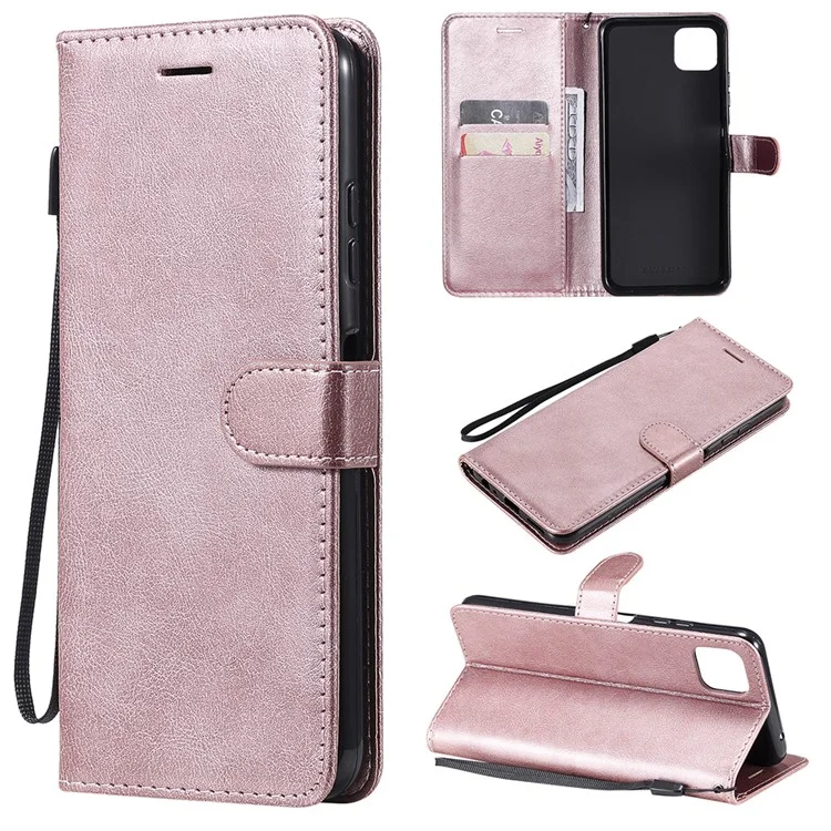 KT Leather Series-2 Wallet Stand in Pelle Involucro Con Involucro di Cinghia Per Samsung Galaxy A22 5G (versione Ue) - Oro Rosa