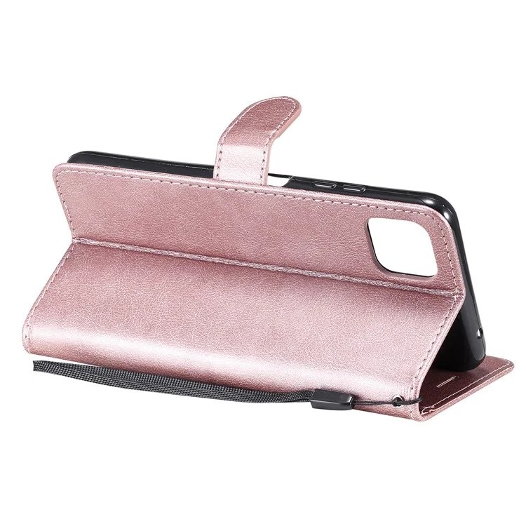 KT Leather Series-2 Wallet Stand in Pelle Involucro Con Involucro di Cinghia Per Samsung Galaxy A22 5G (versione Ue) - Oro Rosa