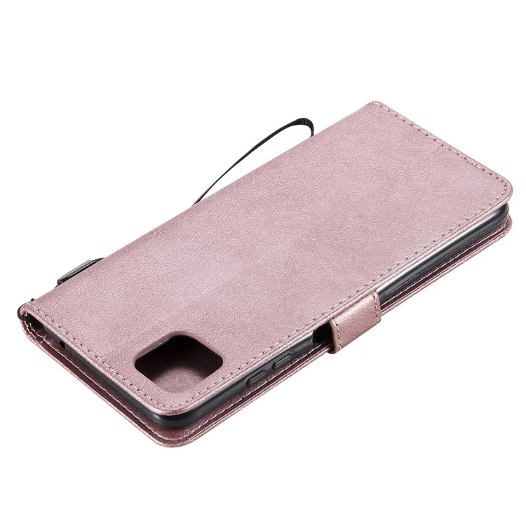 KT Leather Series-2 Wallet Stand in Pelle Involucro Con Involucro di Cinghia Per Samsung Galaxy A22 5G (versione Ue) - Oro Rosa