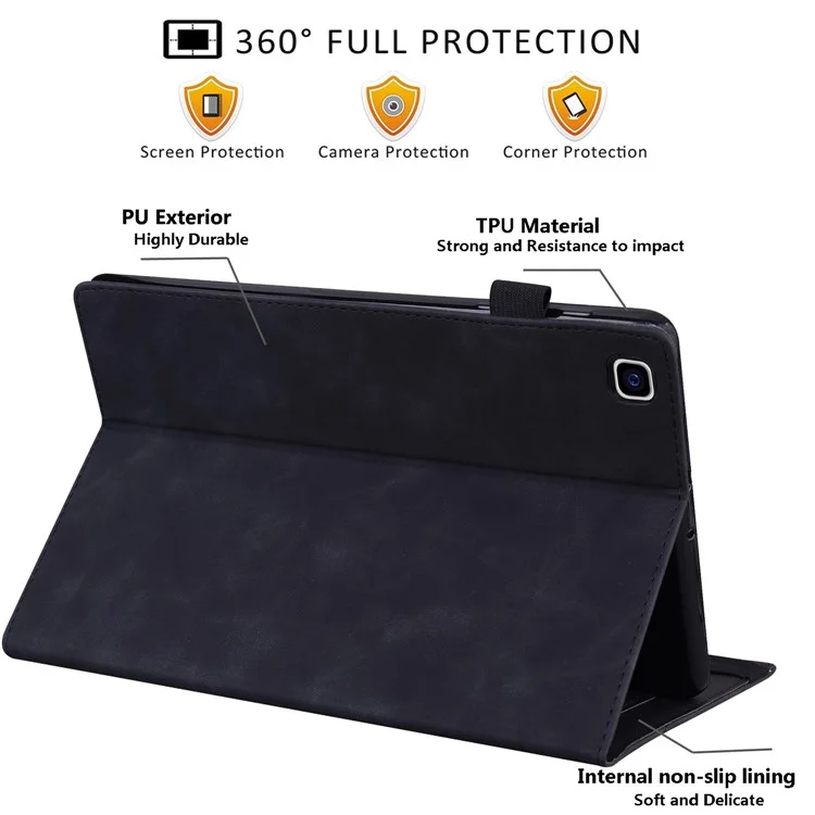 Front Pocket Leather Wallet Stand Tablet Cover for Samsung Galaxy Tab A7 10.4 (2020) / (2022) - Black