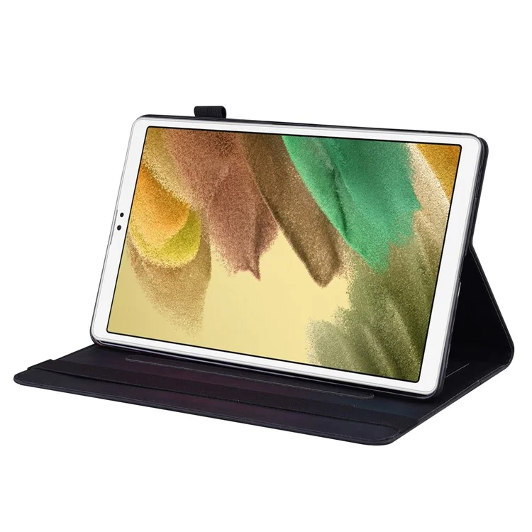 Business Style Leather Wallet Stand Tablet Cover with Front Pocket for Samsung Galaxy Tab A7 Lite 8.7-inch - Black