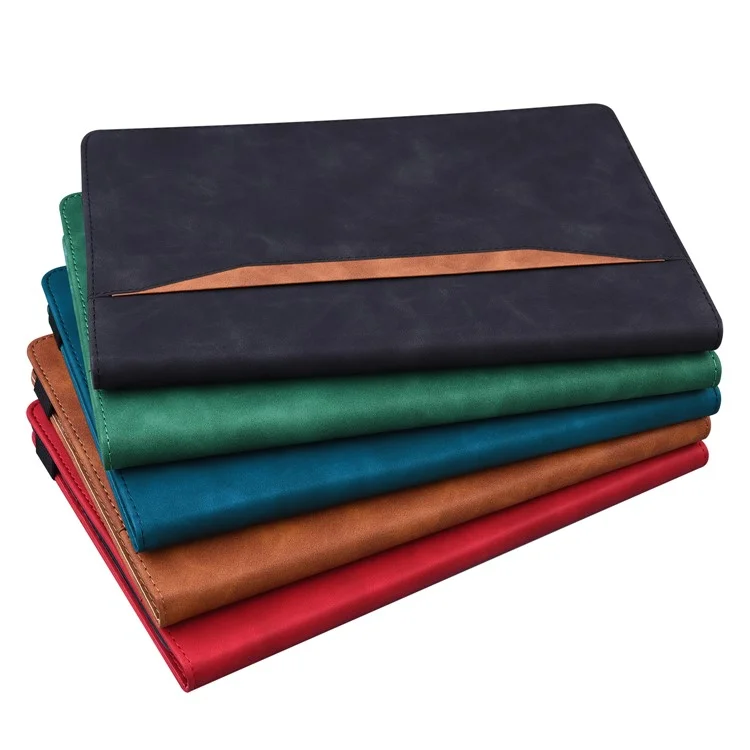 Business Style Leather Wallet Stand Tablet Cover with Front Pocket for Samsung Galaxy Tab A7 Lite 8.7-inch - Black