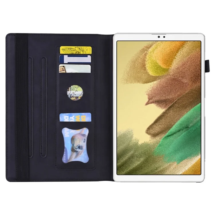 Business Style Leather Wallet Stand Tablet Cover with Front Pocket for Samsung Galaxy Tab A7 Lite 8.7-inch - Black