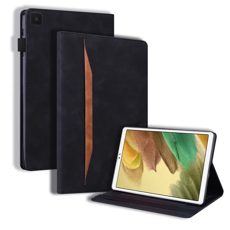 Business Style Leather Wallet Stand Tablet Cover with Front Pocket for Samsung Galaxy Tab A7 Lite 8.7-inch - Black