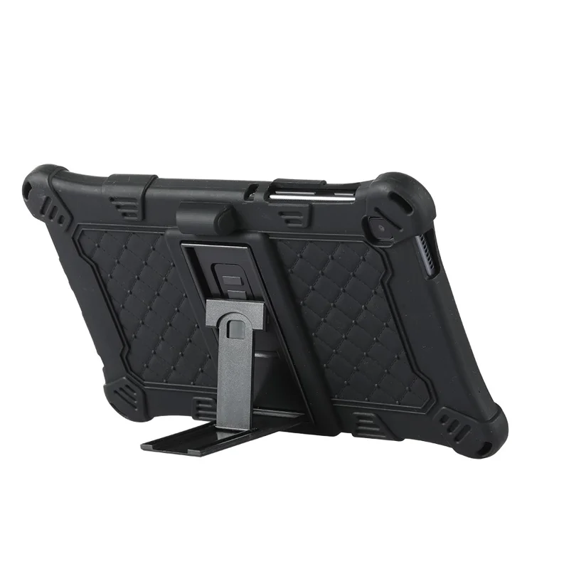 Kickstand Design PC + Silicone Protective Tablet Cover Case with Lanyard for Samsung Galaxy Tab A7 Lite 8.7-inch - Black