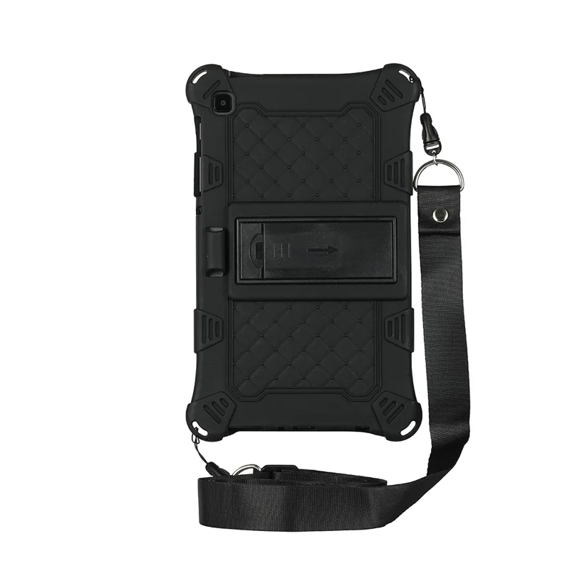Kickstand Design PC + Silicone Protective Tablet Cover Case with Lanyard for Samsung Galaxy Tab A7 Lite 8.7-inch - Black
