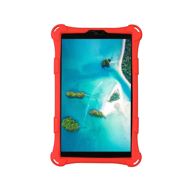 Kackstand Design PC + Caso Di Copertura Per Tablet Protettiva In Silicone Con Cordino Per Samsung Galaxy Tab A7 Lite 8.7-pollici - Rosso