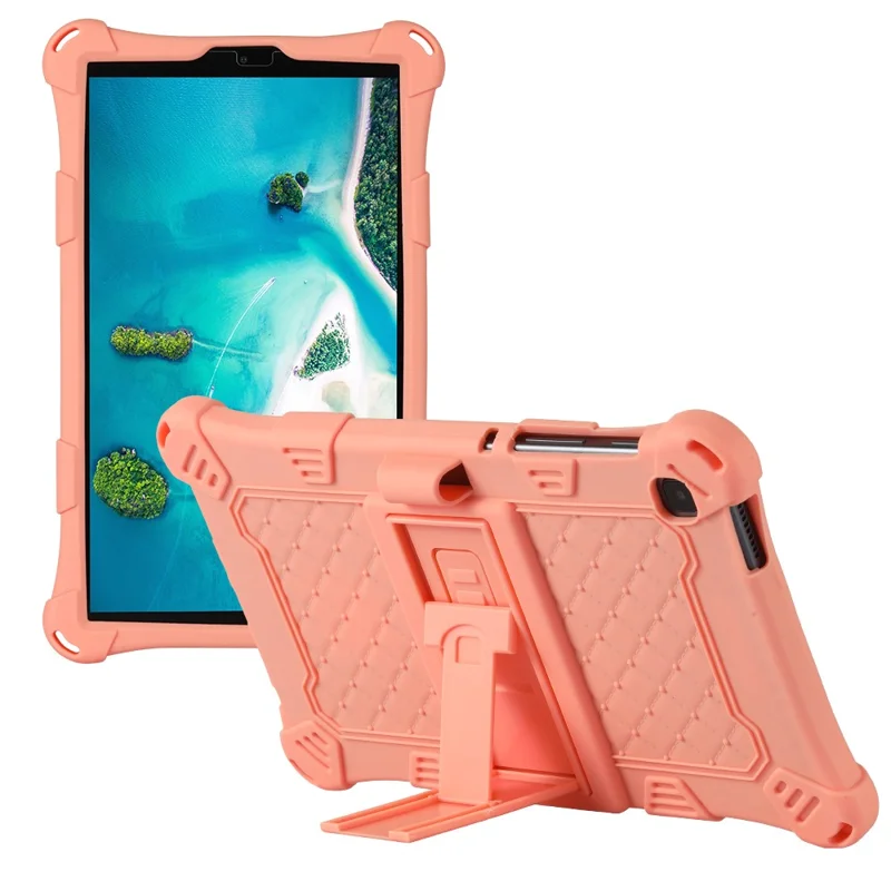 Kickstand Design PC + Silicone Protective Tablet Cover Case with Lanyard for Samsung Galaxy Tab A7 Lite 8.7-inch - Pink