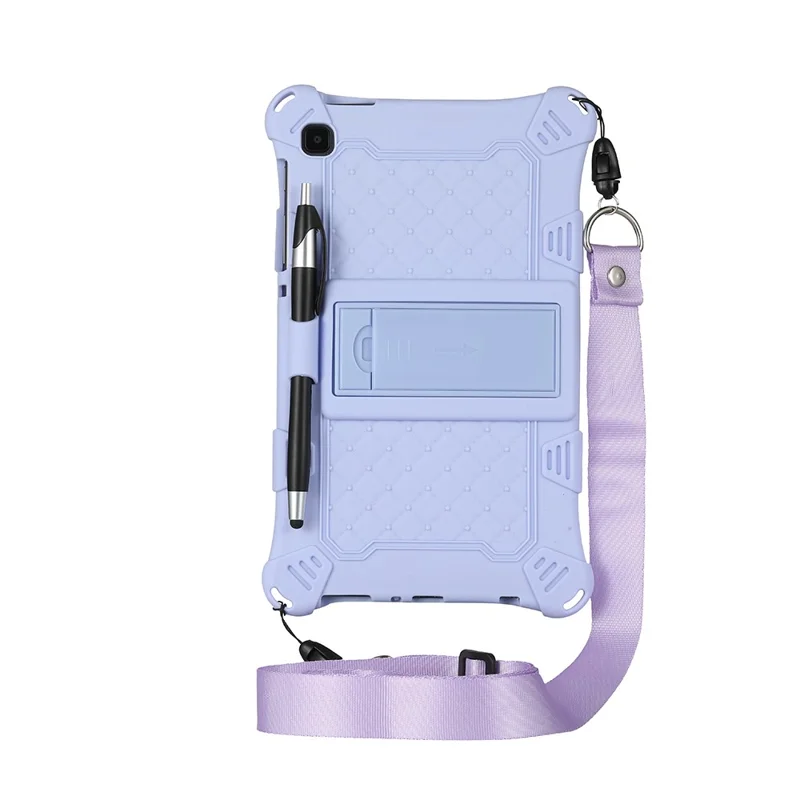 Kickstand Design PC + Silicone Protective Tablet Cover Case with Lanyard for Samsung Galaxy Tab A7 Lite 8.7-inch - Purple